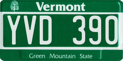 VT license plate YVD390