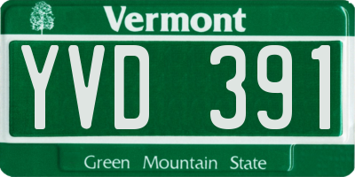 VT license plate YVD391
