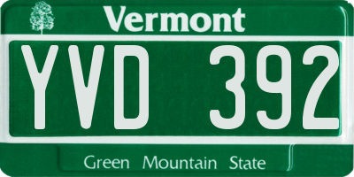 VT license plate YVD392