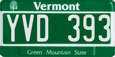 VT license plate YVD393
