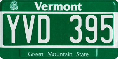 VT license plate YVD395
