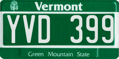 VT license plate YVD399