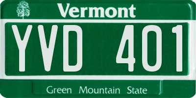 VT license plate YVD401