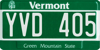 VT license plate YVD405