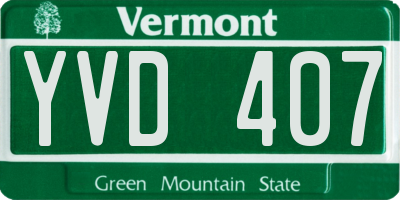 VT license plate YVD407