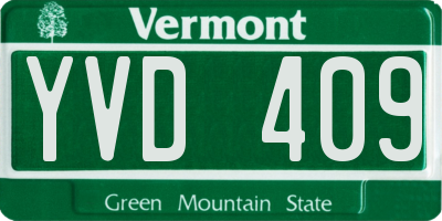 VT license plate YVD409