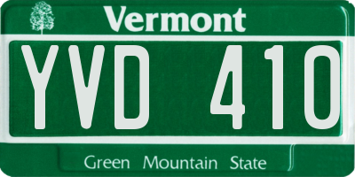 VT license plate YVD410