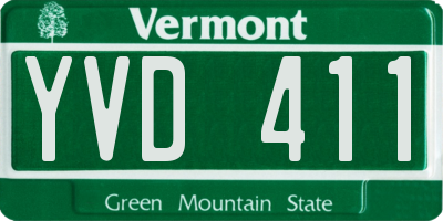 VT license plate YVD411