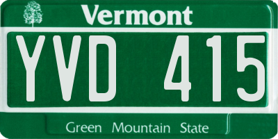 VT license plate YVD415