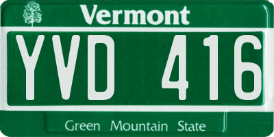 VT license plate YVD416