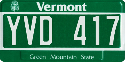 VT license plate YVD417