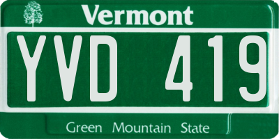 VT license plate YVD419