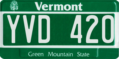 VT license plate YVD420