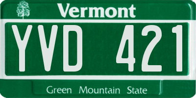 VT license plate YVD421