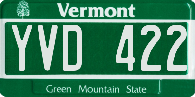 VT license plate YVD422