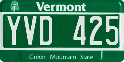 VT license plate YVD425