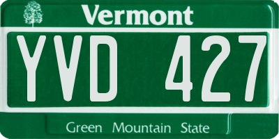 VT license plate YVD427