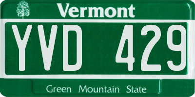 VT license plate YVD429