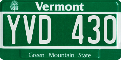VT license plate YVD430