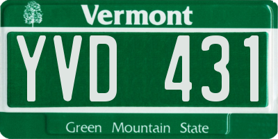 VT license plate YVD431