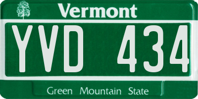 VT license plate YVD434