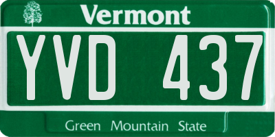 VT license plate YVD437