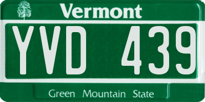 VT license plate YVD439