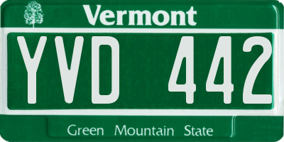 VT license plate YVD442