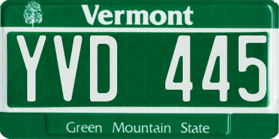 VT license plate YVD445