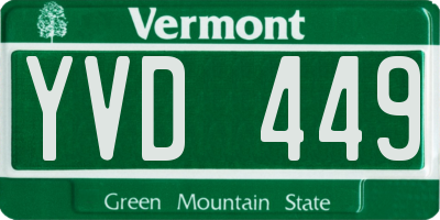 VT license plate YVD449