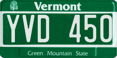 VT license plate YVD450