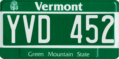 VT license plate YVD452