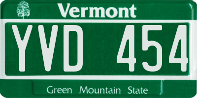 VT license plate YVD454