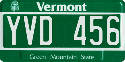 VT license plate YVD456