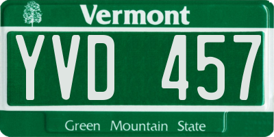 VT license plate YVD457