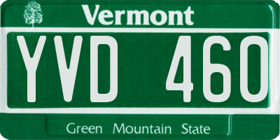 VT license plate YVD460