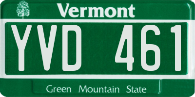 VT license plate YVD461