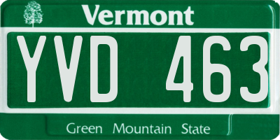 VT license plate YVD463