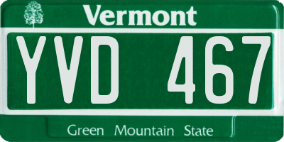 VT license plate YVD467