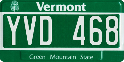 VT license plate YVD468