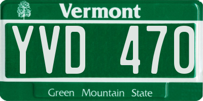 VT license plate YVD470