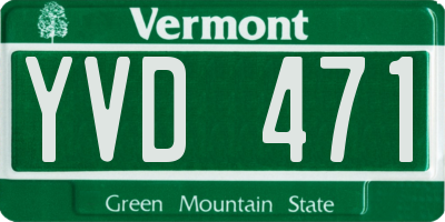 VT license plate YVD471
