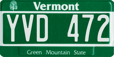 VT license plate YVD472