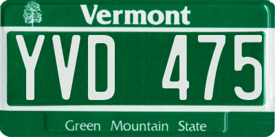 VT license plate YVD475