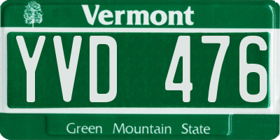 VT license plate YVD476
