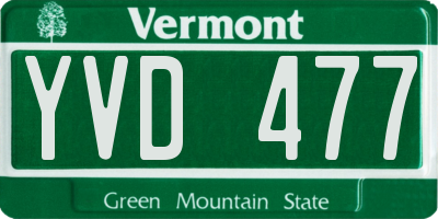 VT license plate YVD477