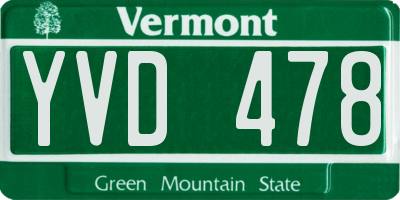 VT license plate YVD478