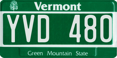 VT license plate YVD480