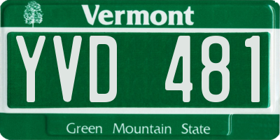 VT license plate YVD481