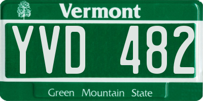 VT license plate YVD482